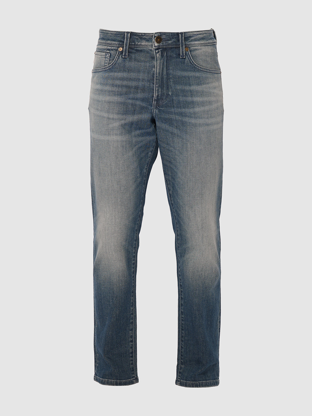 Blue Mid Rise Straight Fit Jeans