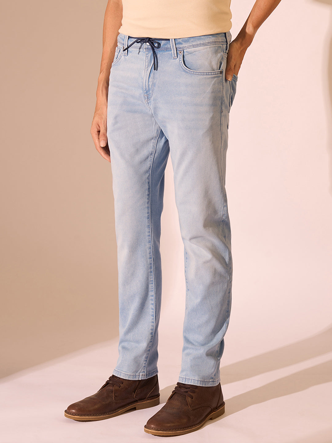 Blue Mid Rise Straight Fit