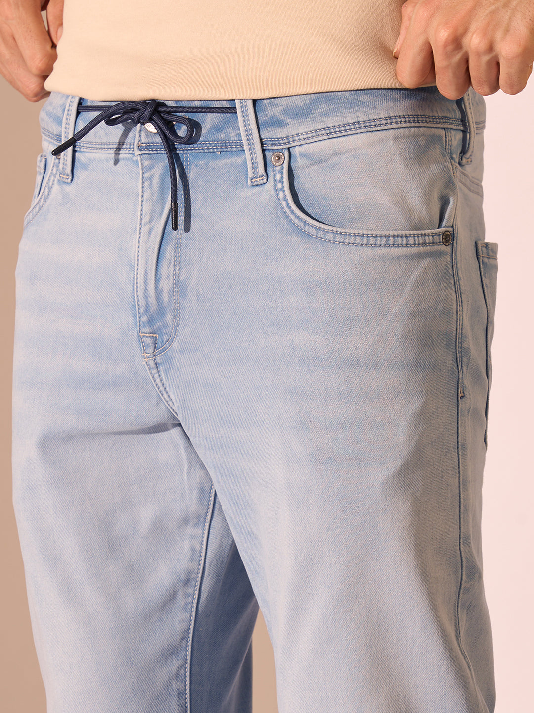 Blue Mid Rise Straight Fit