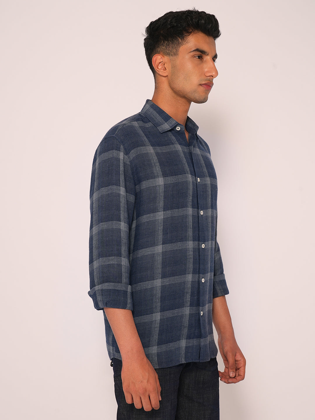 Dark Blue Check Regular Fit Shirt