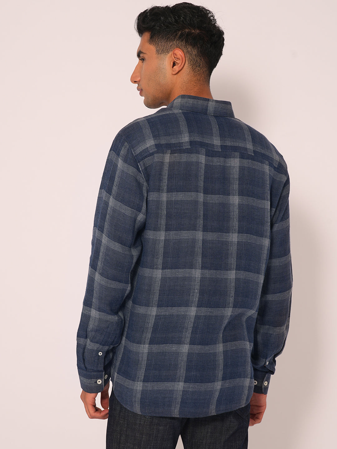Dark Blue Check Regular Fit Shirt