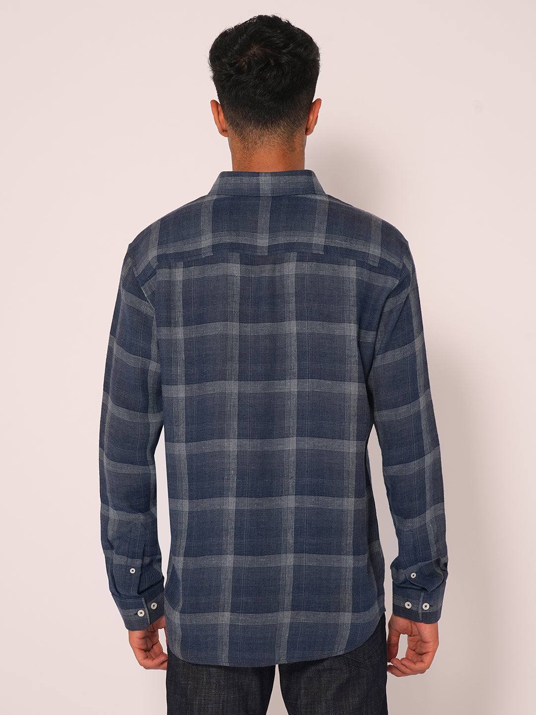 Dark Blue Check Regular Fit Shirt
