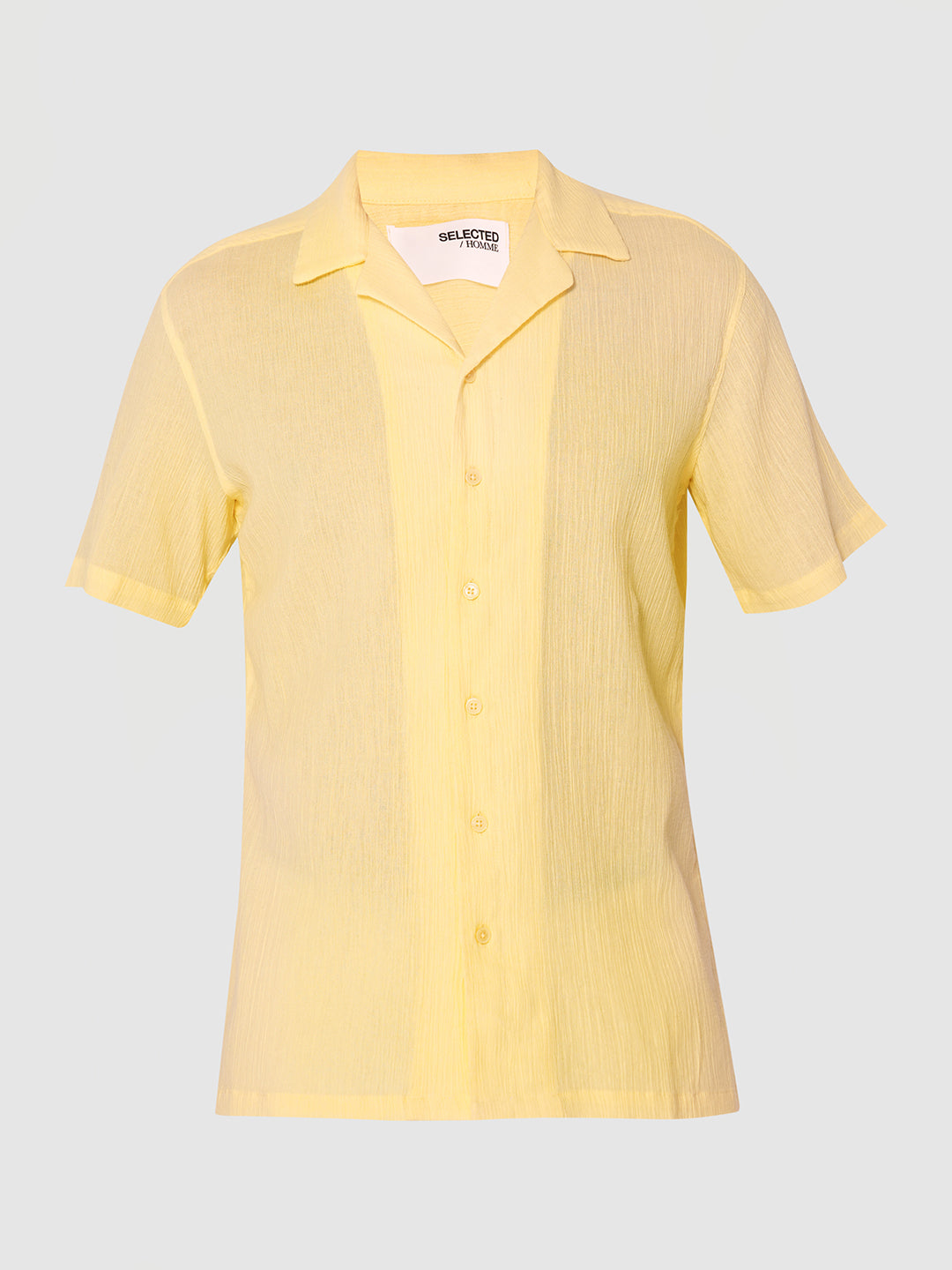 Yellow Cuban Collar Textured Shirt