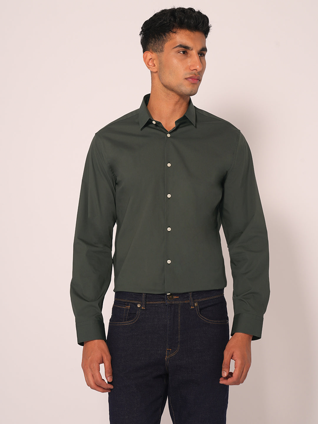 Buy Dark Green Regular Fit Formal Shirt for Men Online