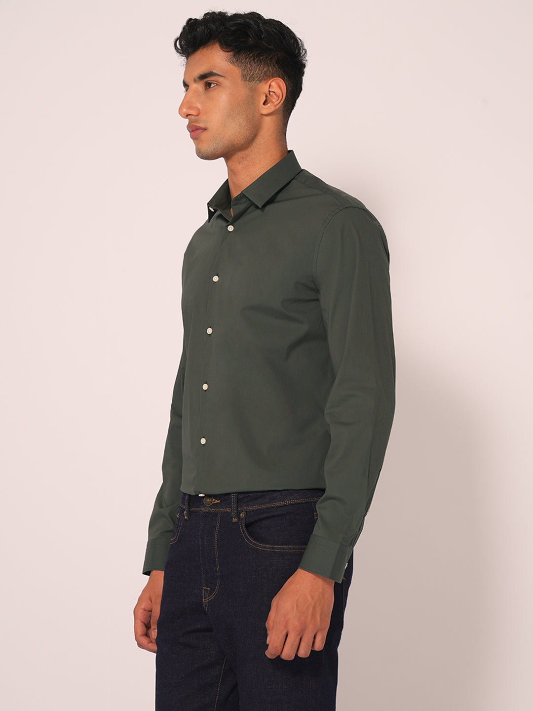 Dark Green Regular Fit Formal Shirt