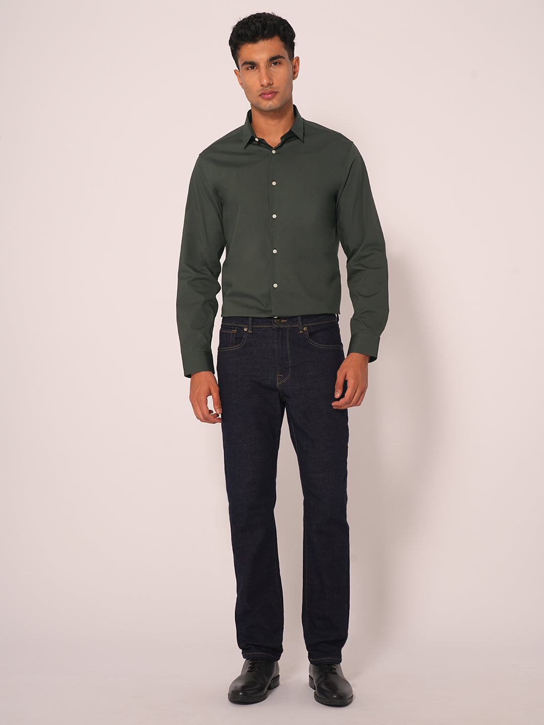 Dark Green Regular Fit Formal Shirt