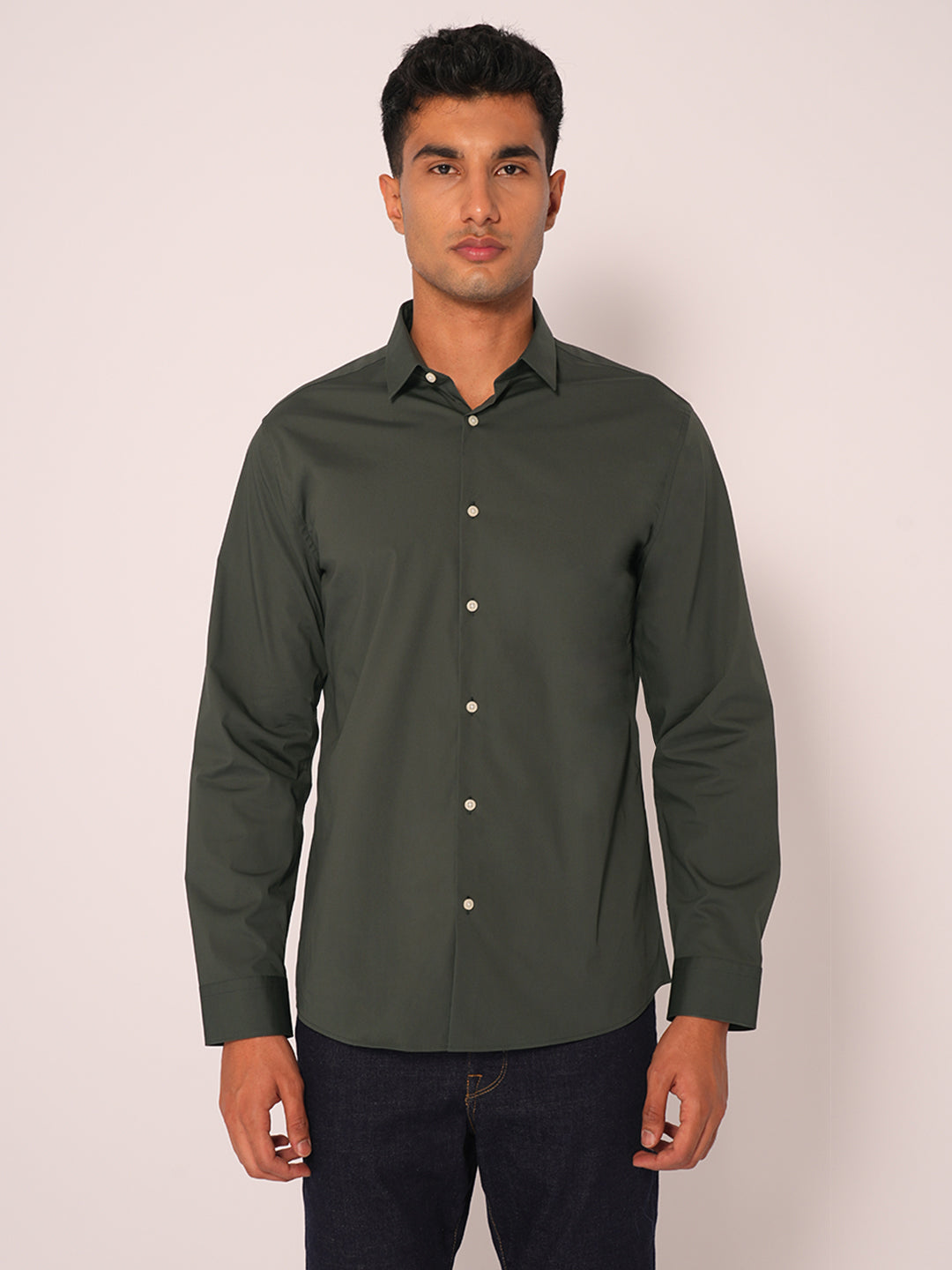 Dark Green Regular Fit Formal Shirt