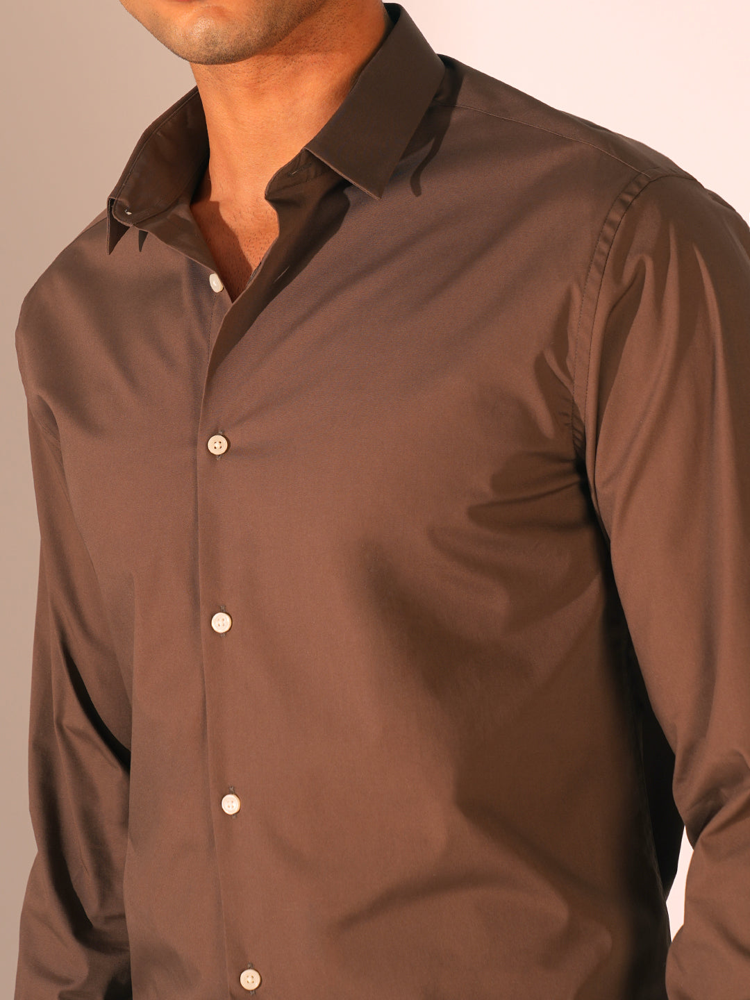 Dark Brown Regular Fit Formal Shirt