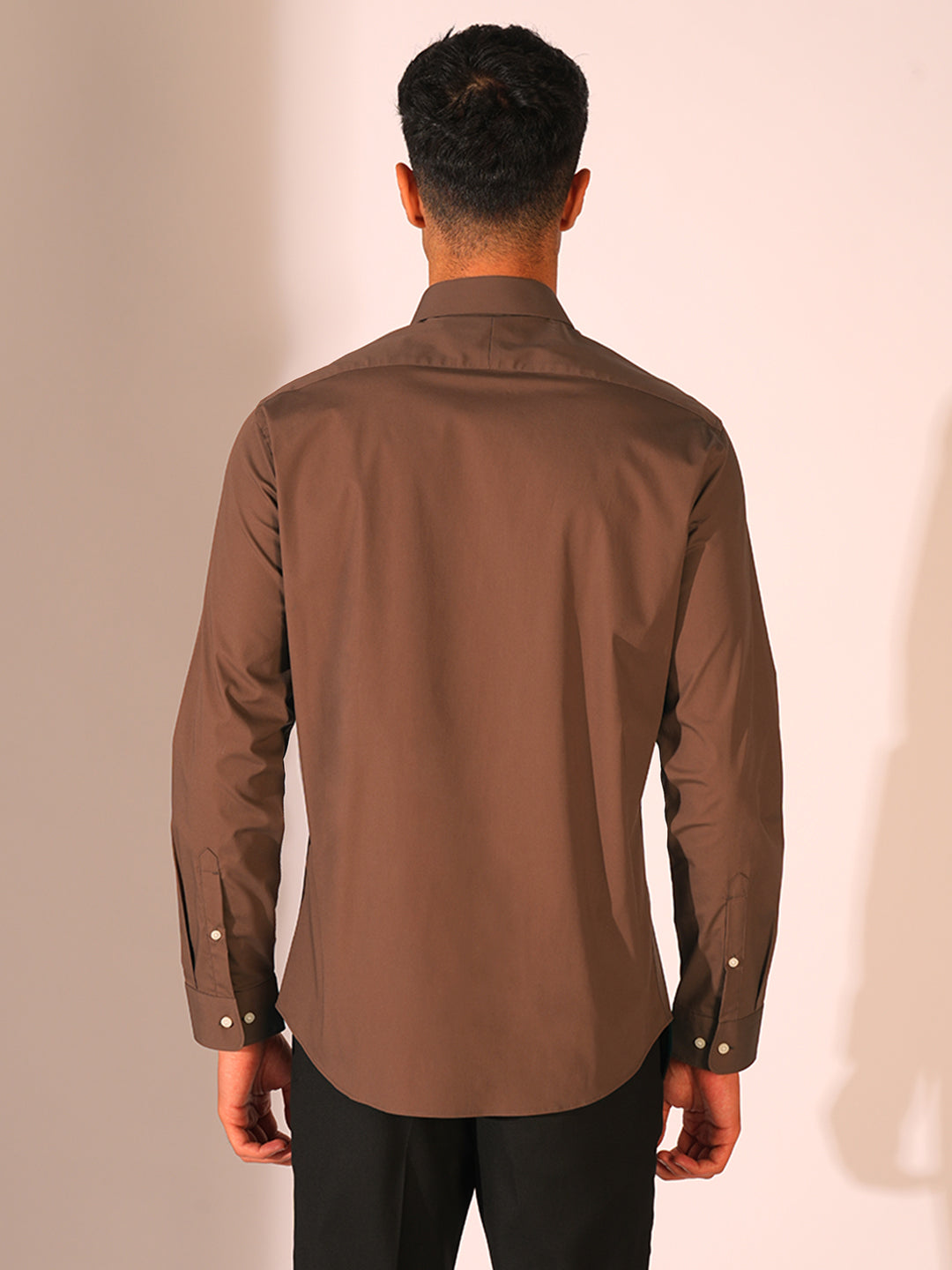Dark Brown Regular Fit Formal Shirt