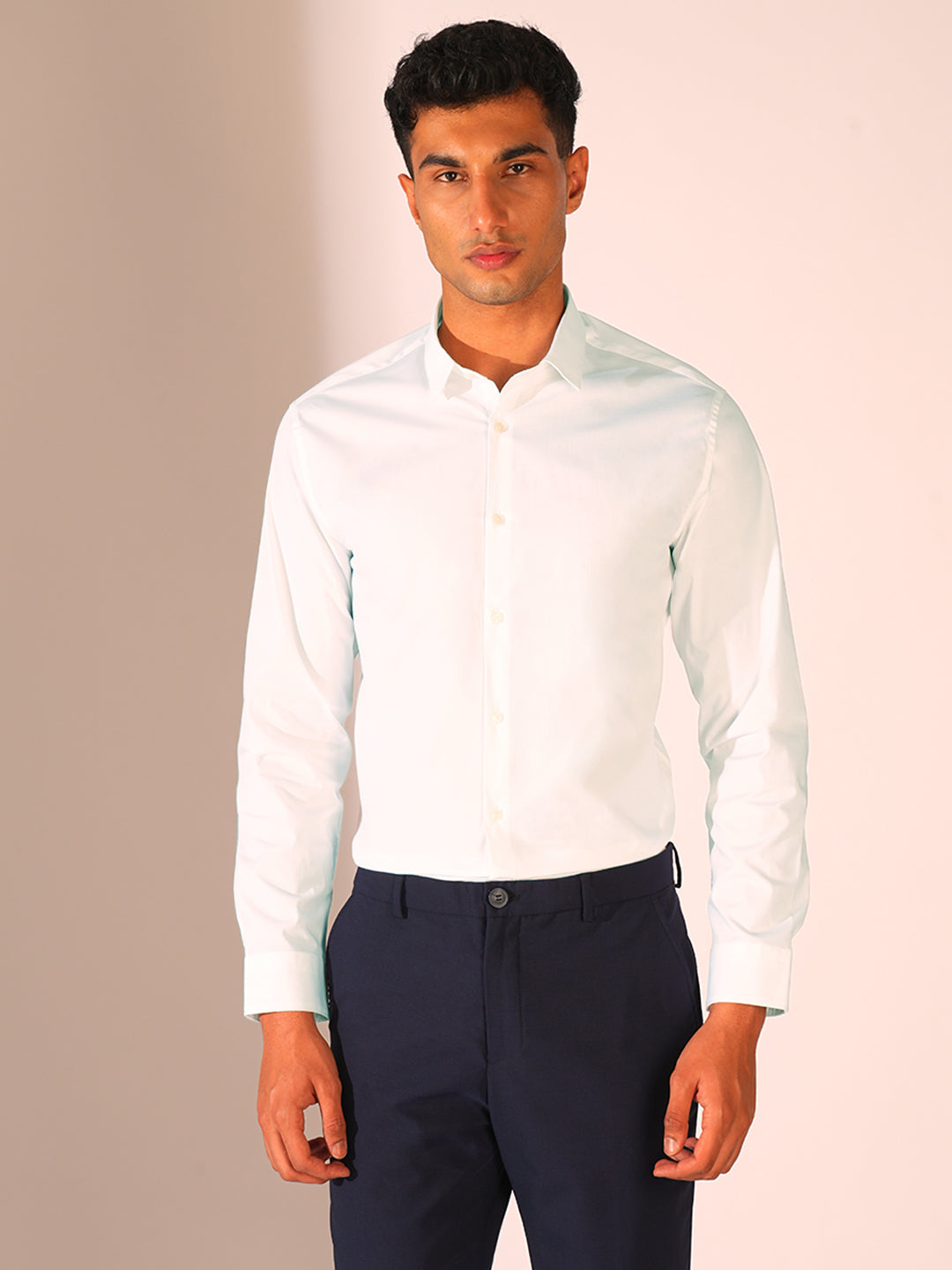 White Regular Fit Formal Shirt