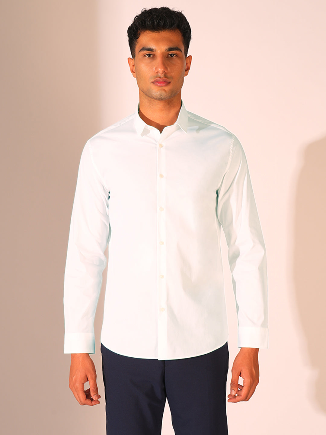White Regular Fit Formal Shirt