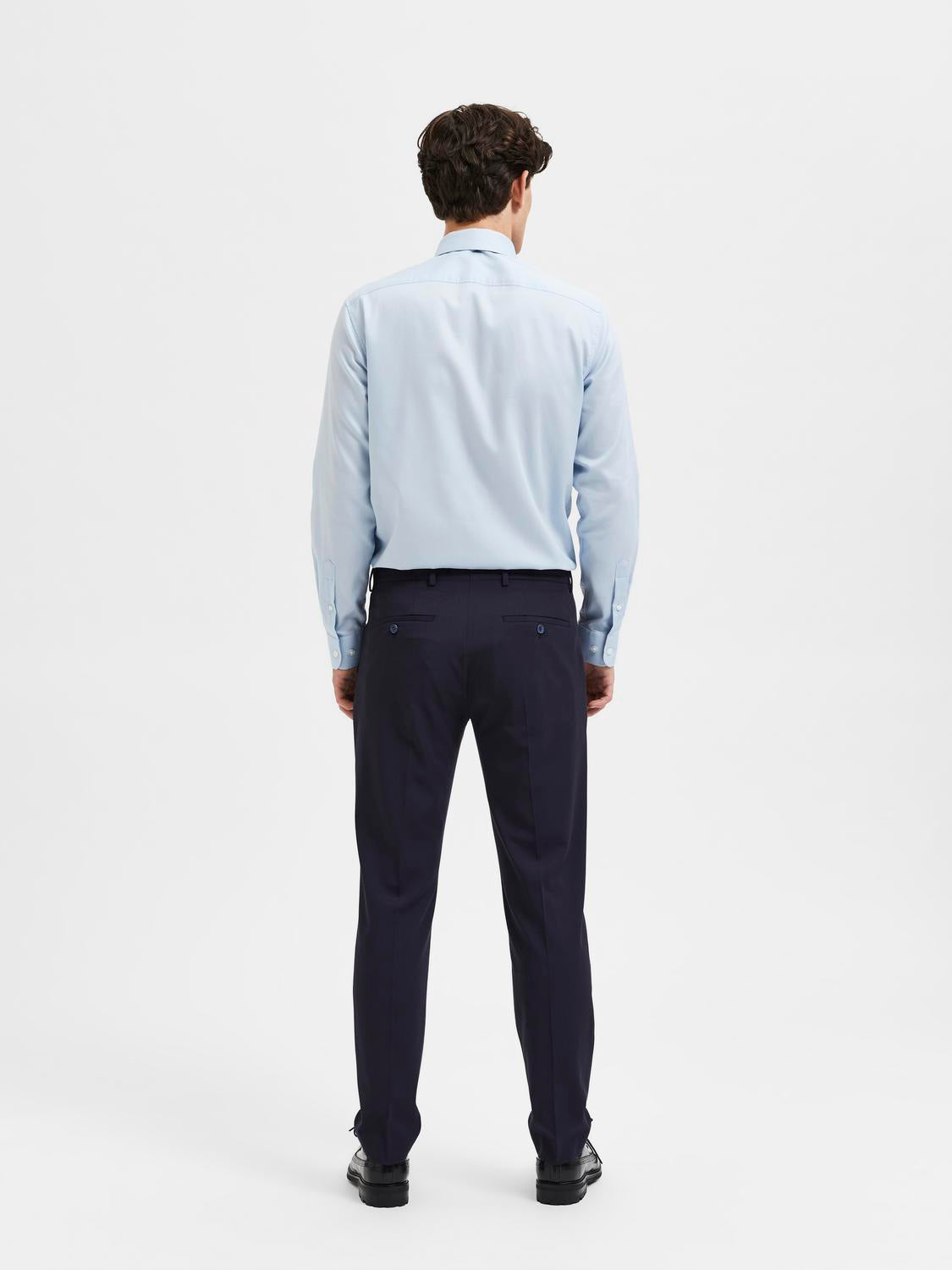 Navy Blue Slim Fit Tailored Trousers