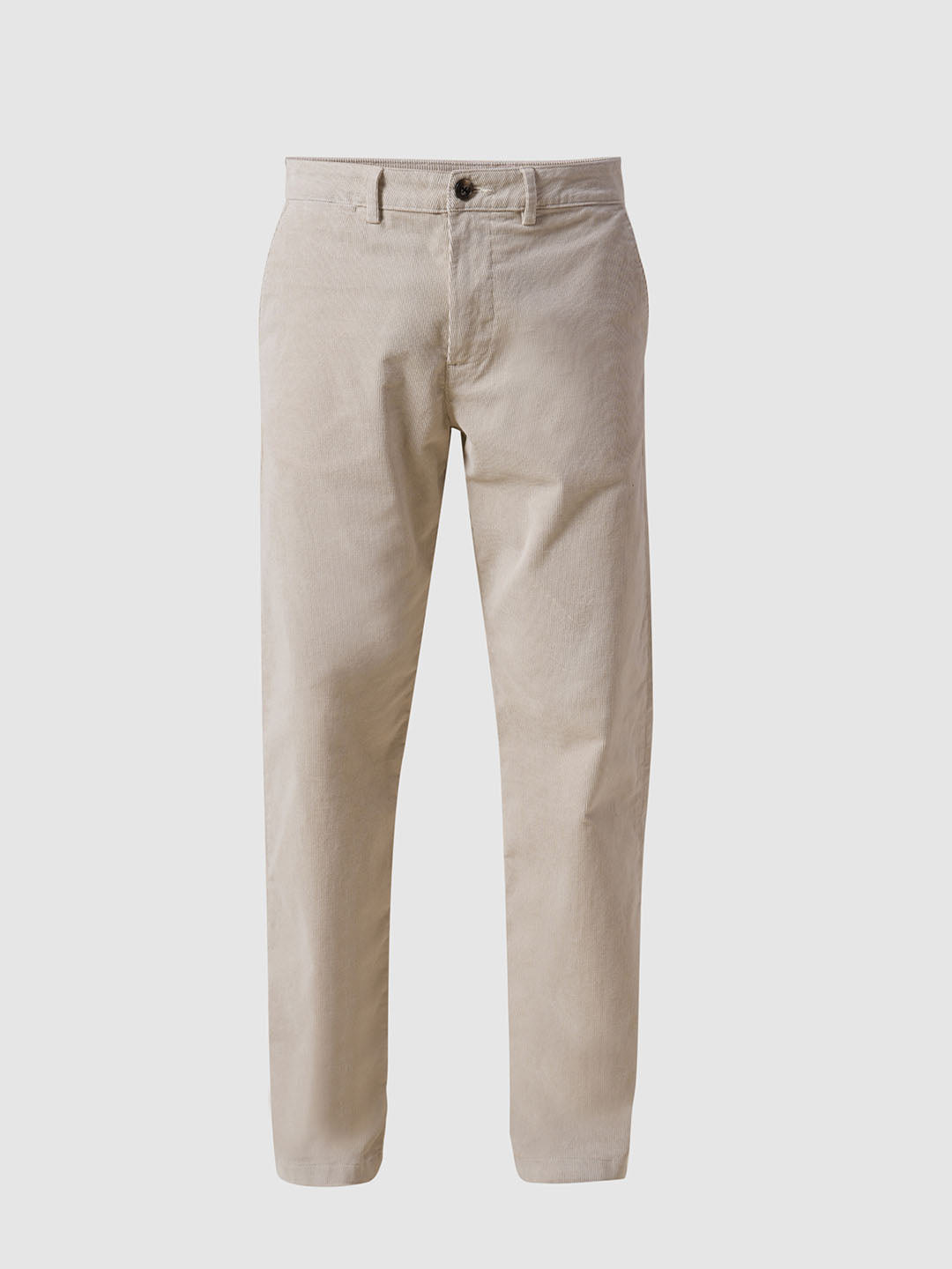 Beige Corduroy Straight Fit Pants