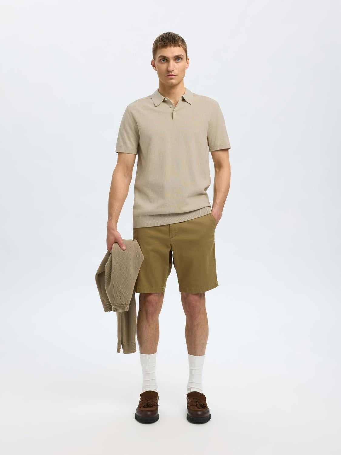 Oatmeal Knitted Polo