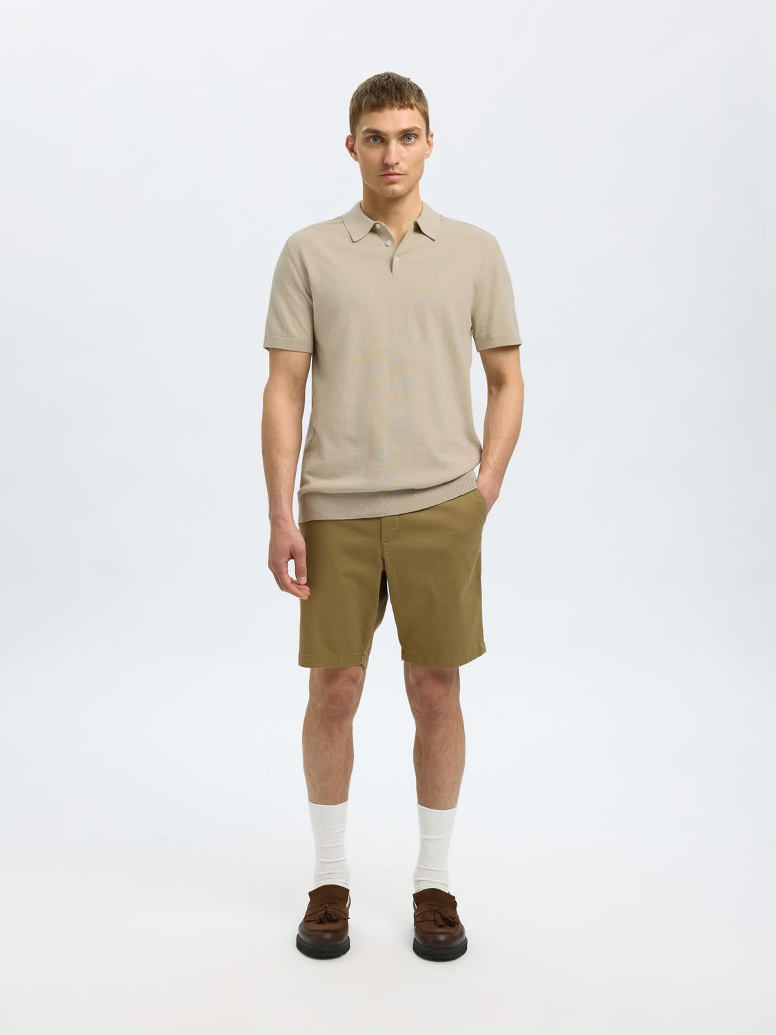 Oatmeal Knitted Polo