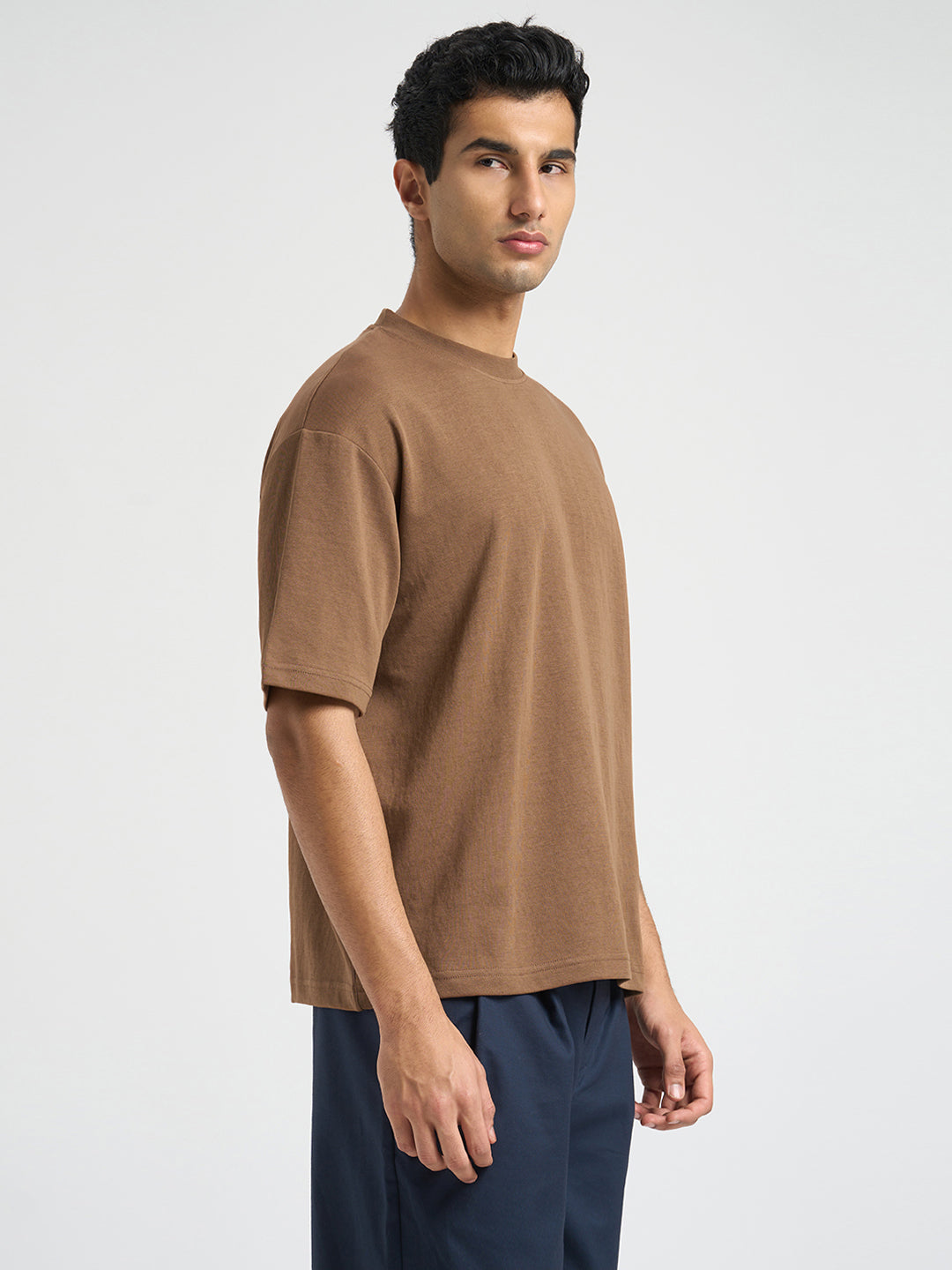 O-Neck Loose Fit T-shirt - Brown