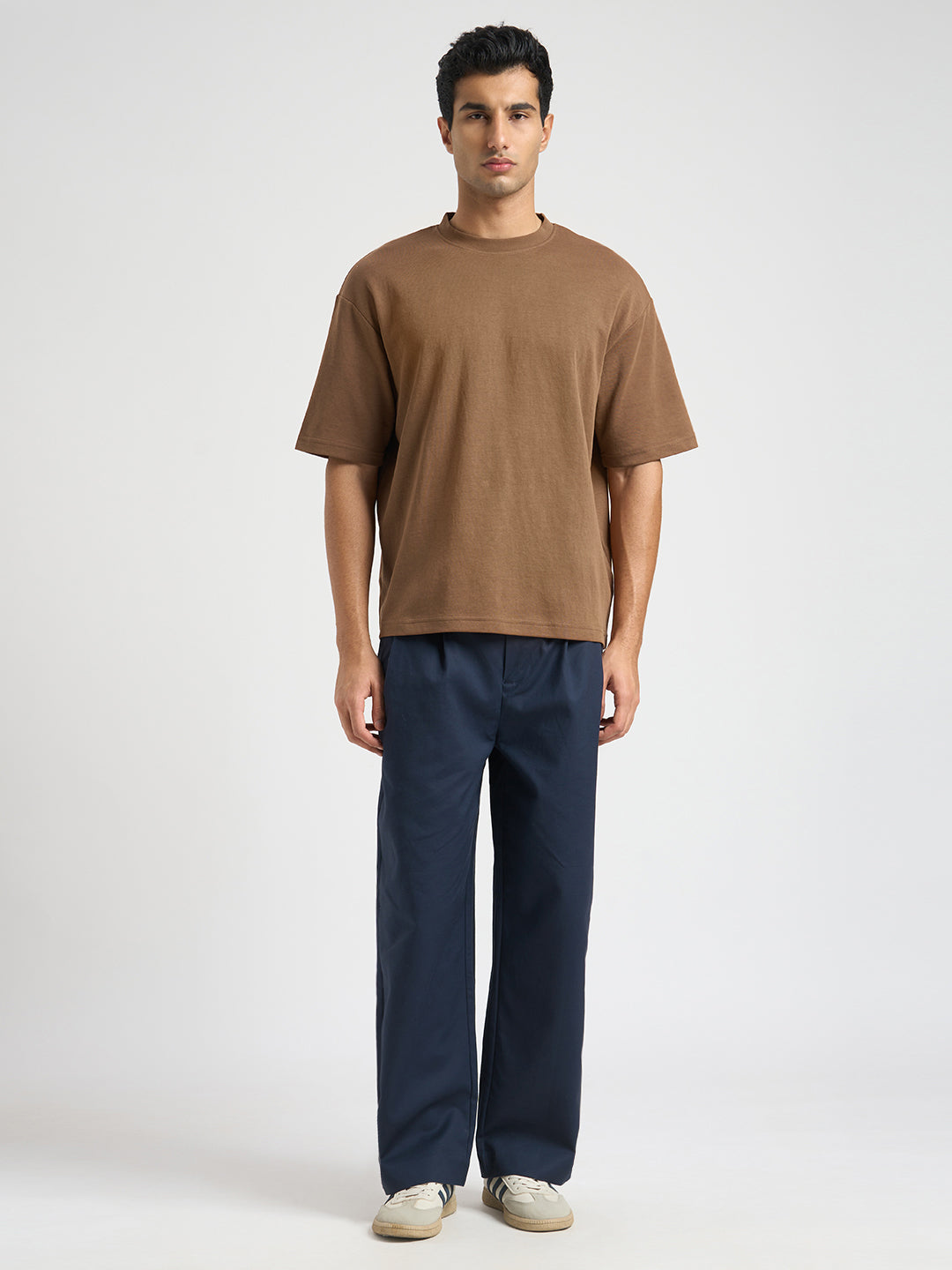 O-Neck Loose Fit T-shirt - Brown