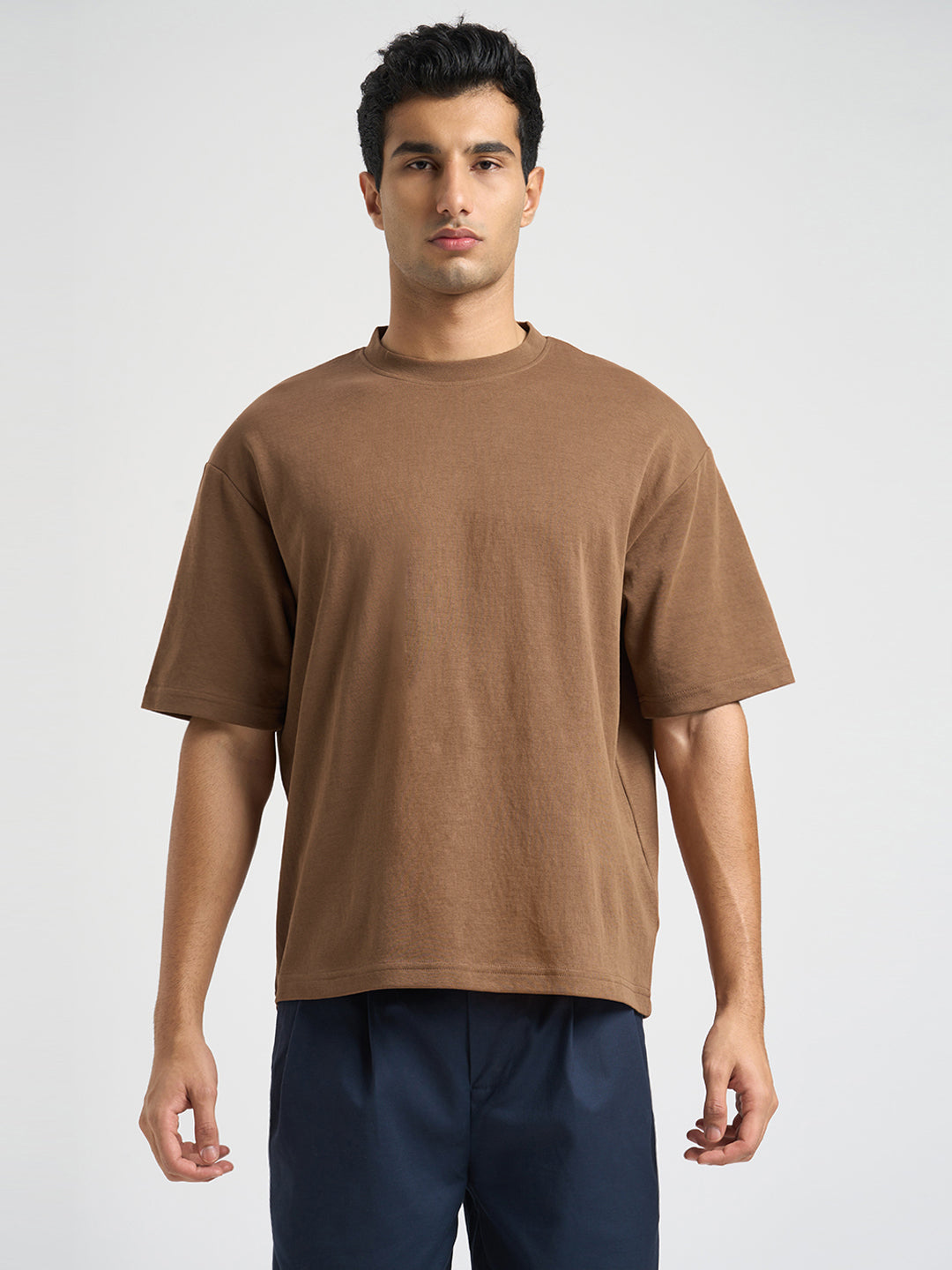 O-Neck Loose Fit T-shirt - Brown