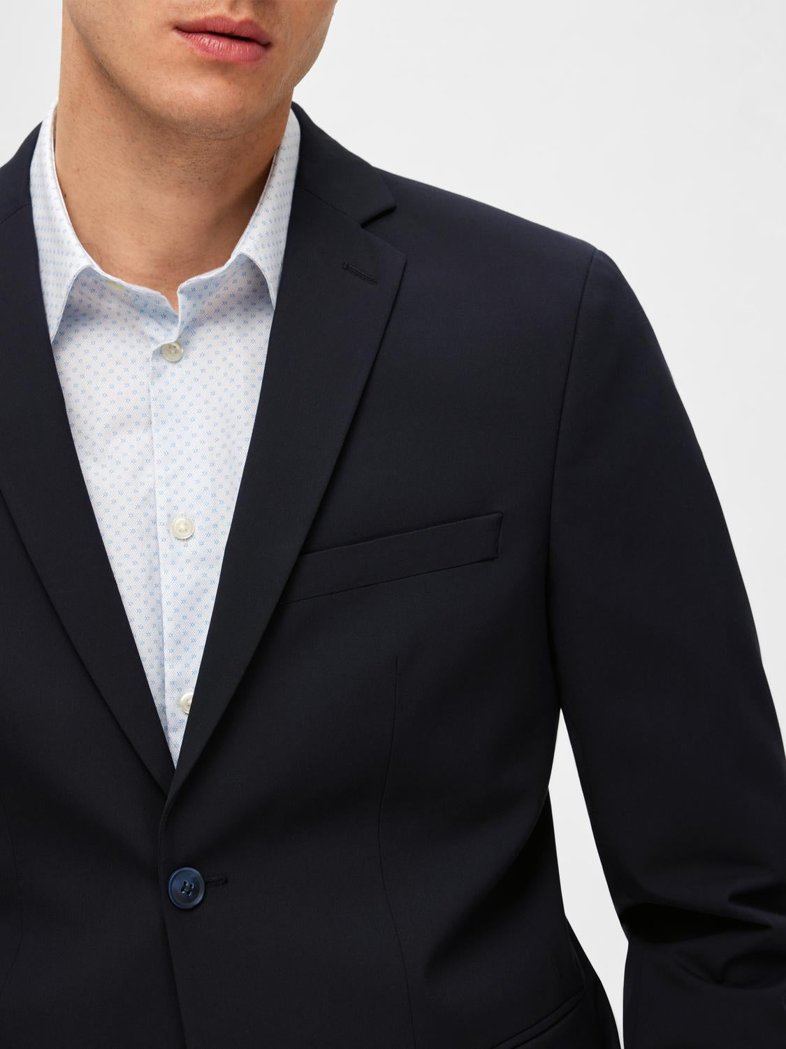 Navy Blue Viscose Blend Formal Blazer