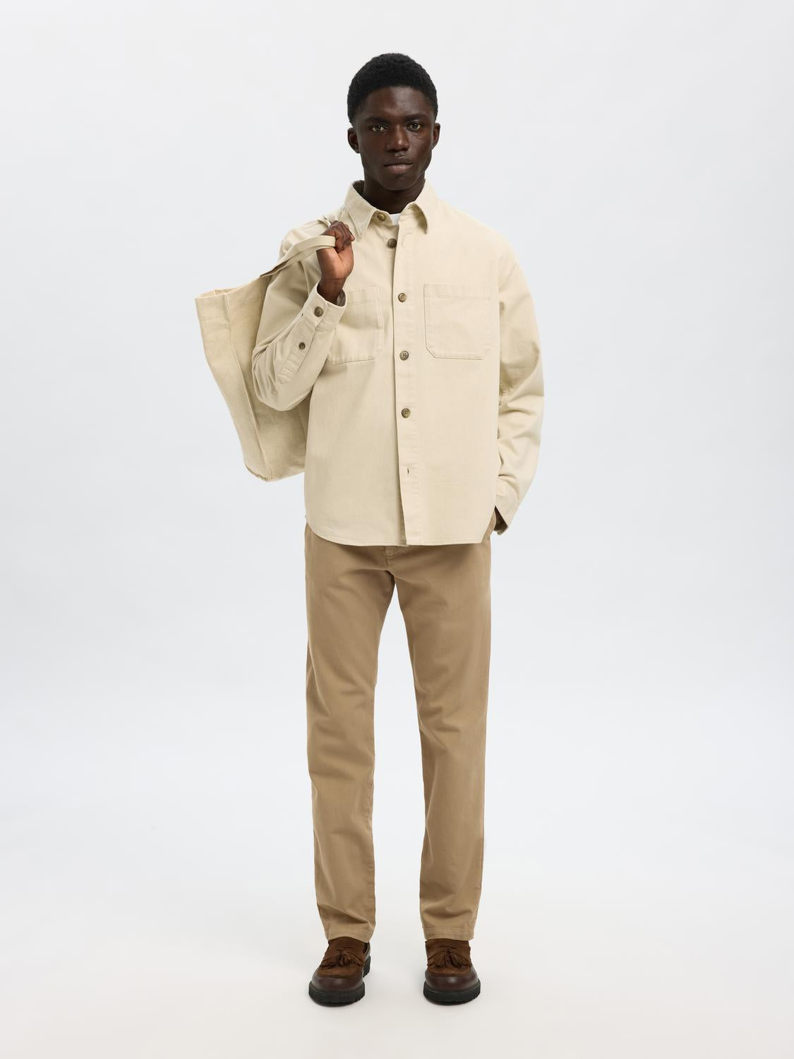 Beige Slim Fit Chinos