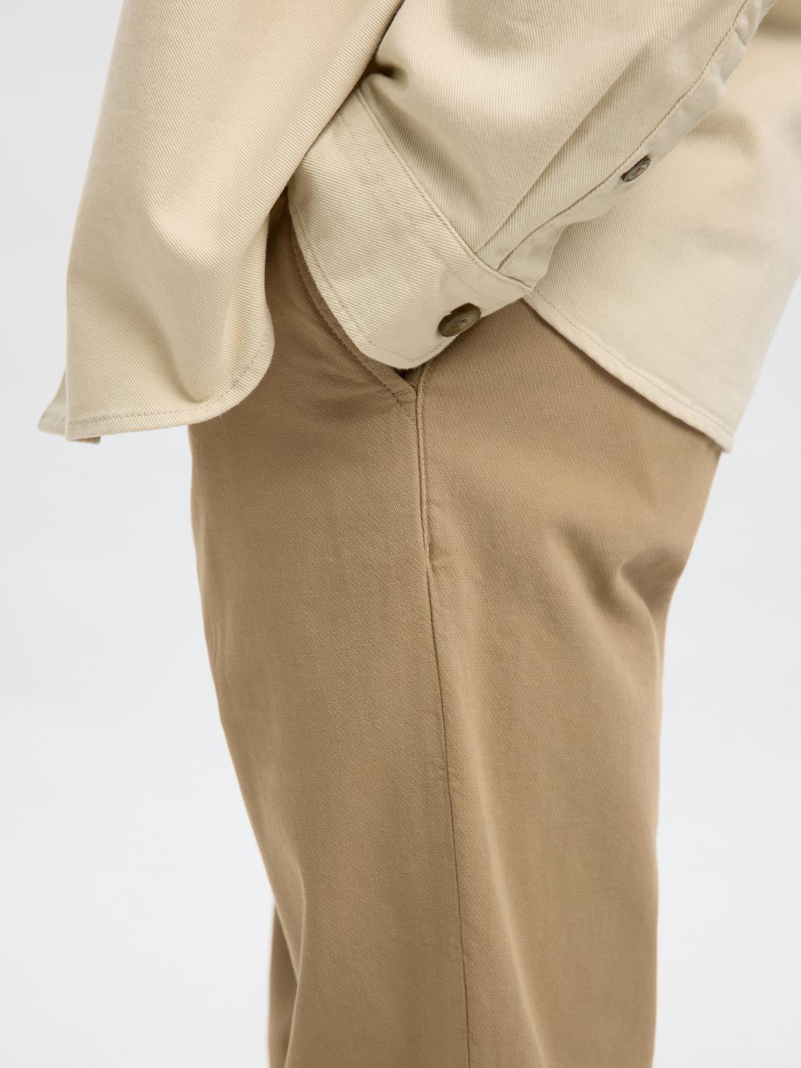 Slim Fit Structured Dyed Chinos - Beige