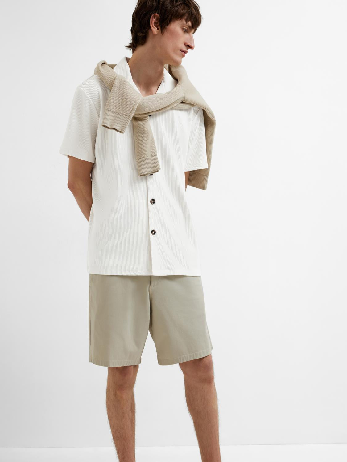 Off-White Ribbed Cuban Collar Shirt