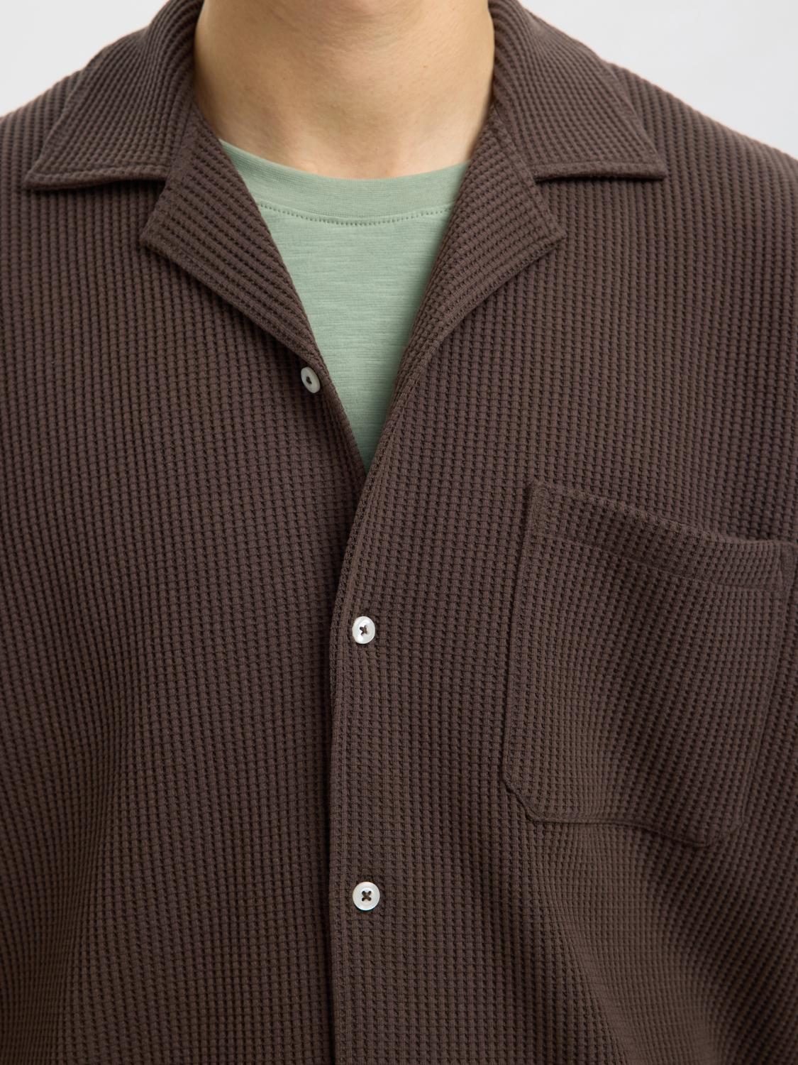 Brown Waffled Short Sleeved Shirt