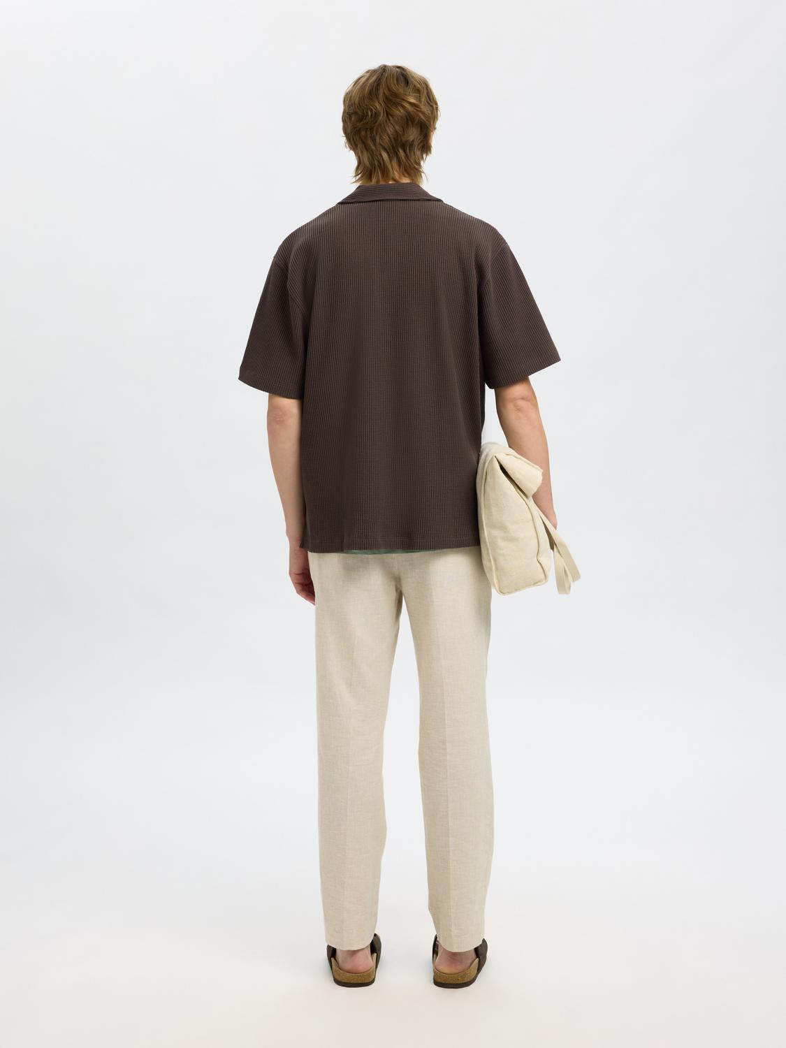 Brown Waffled Short Sleeved Shirt