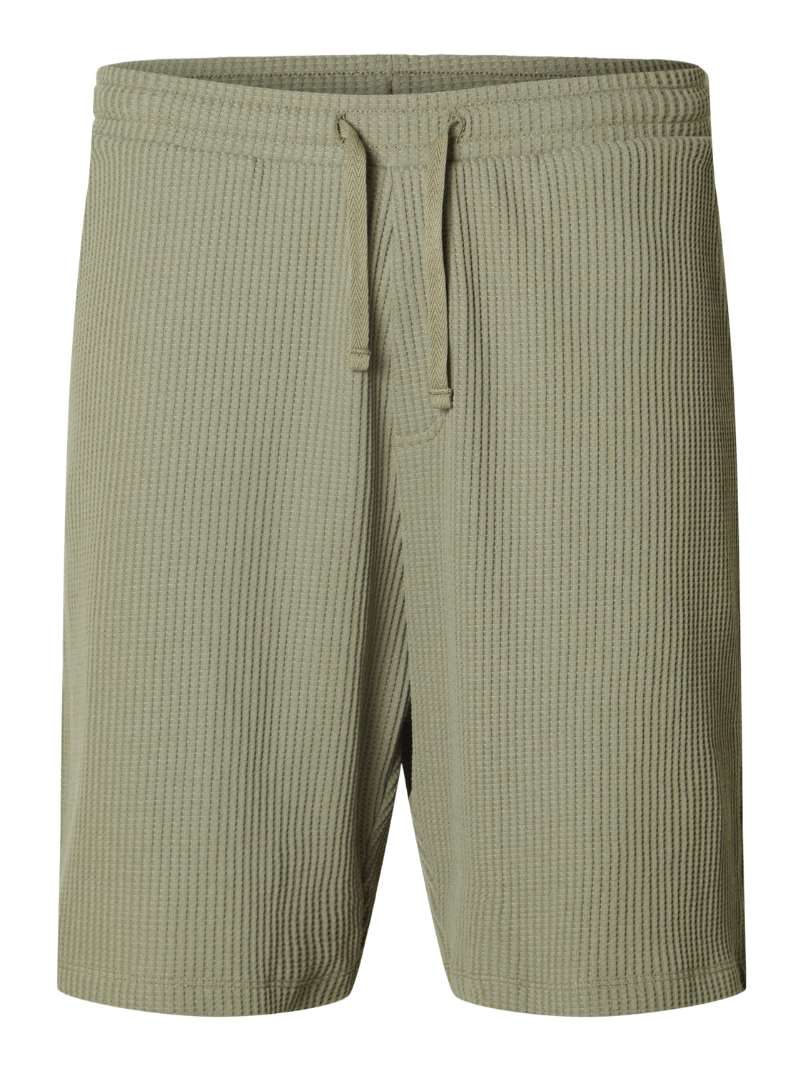 Green Waffle Textured Shorts