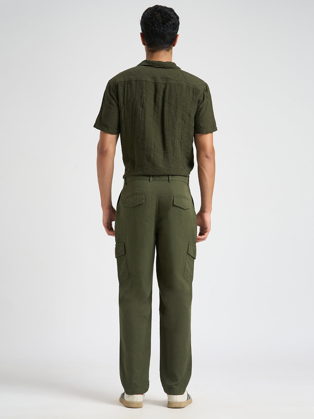 Cotton Regular Fit Cargos - Green