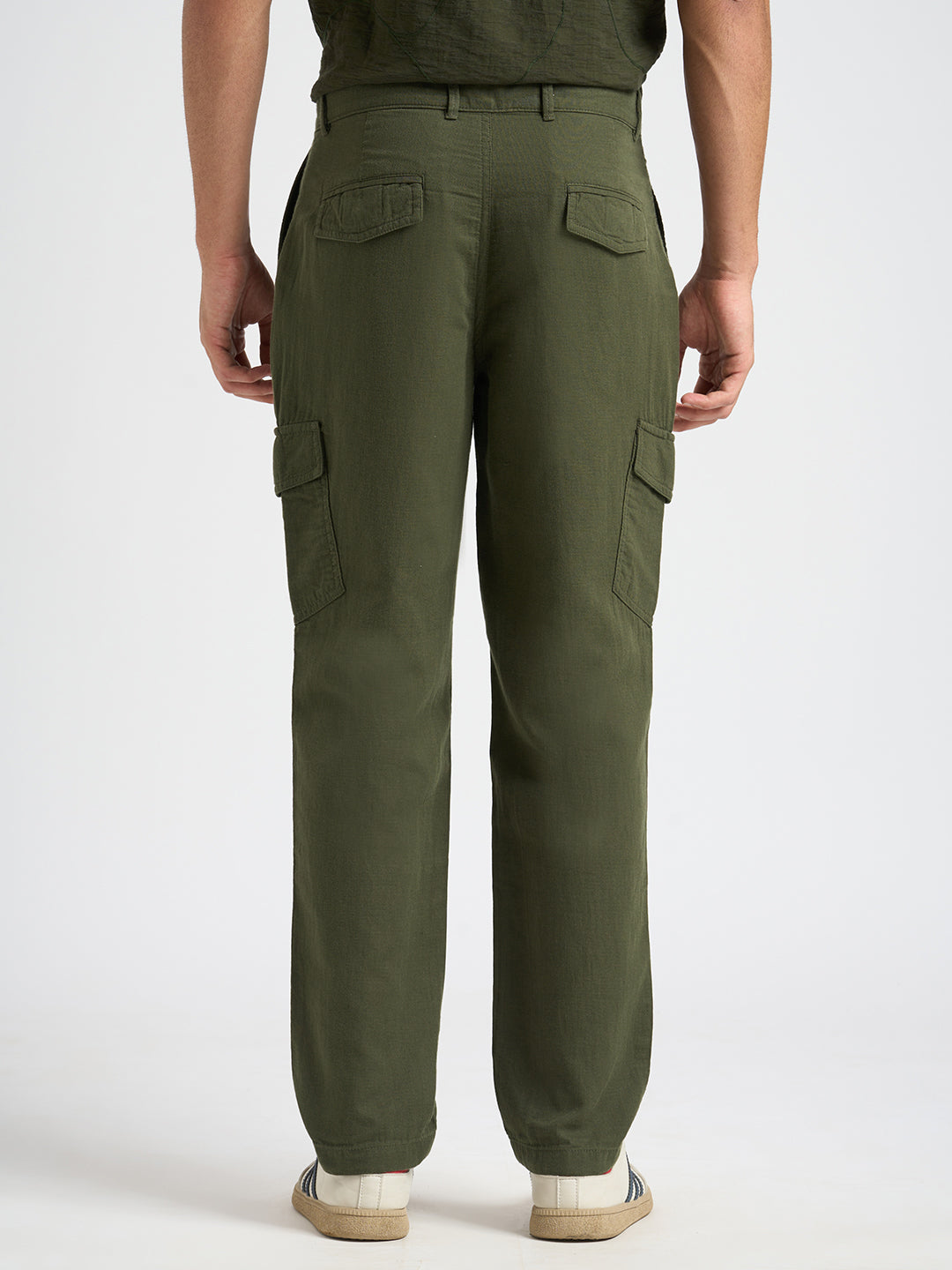 Cotton Regular Fit Cargos - Green