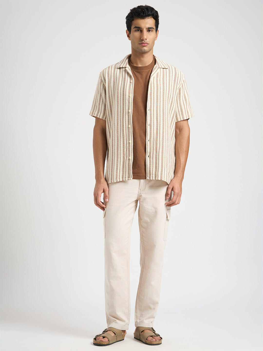 Cotton Regular Fit Cargos - Light Beige