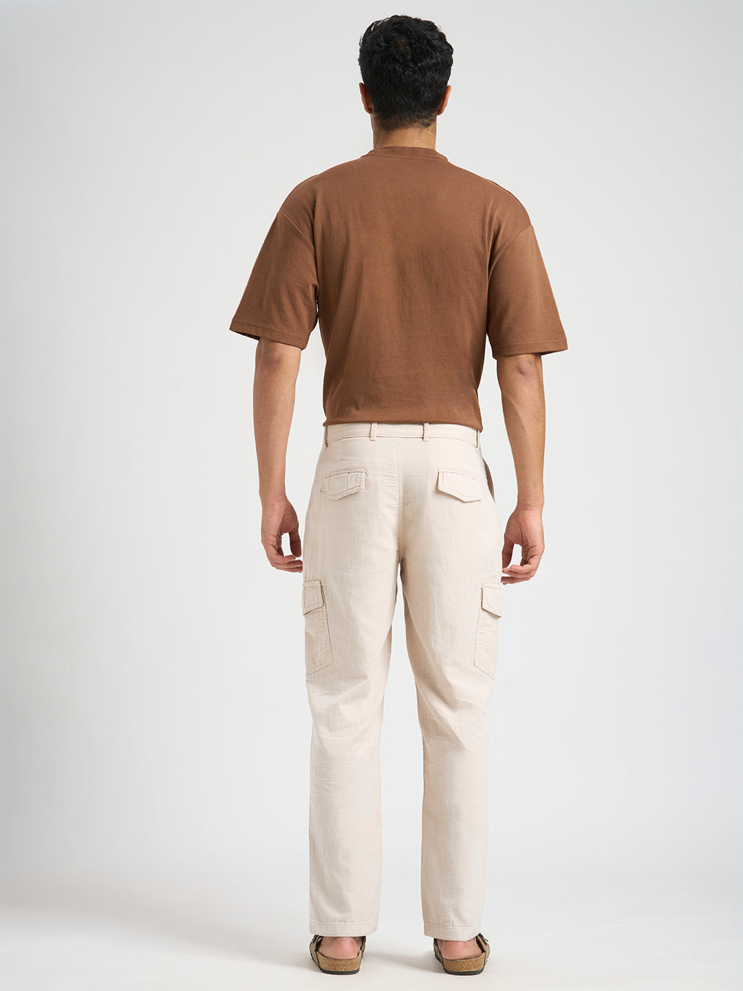 Cotton Regular Fit Cargos - Light Beige