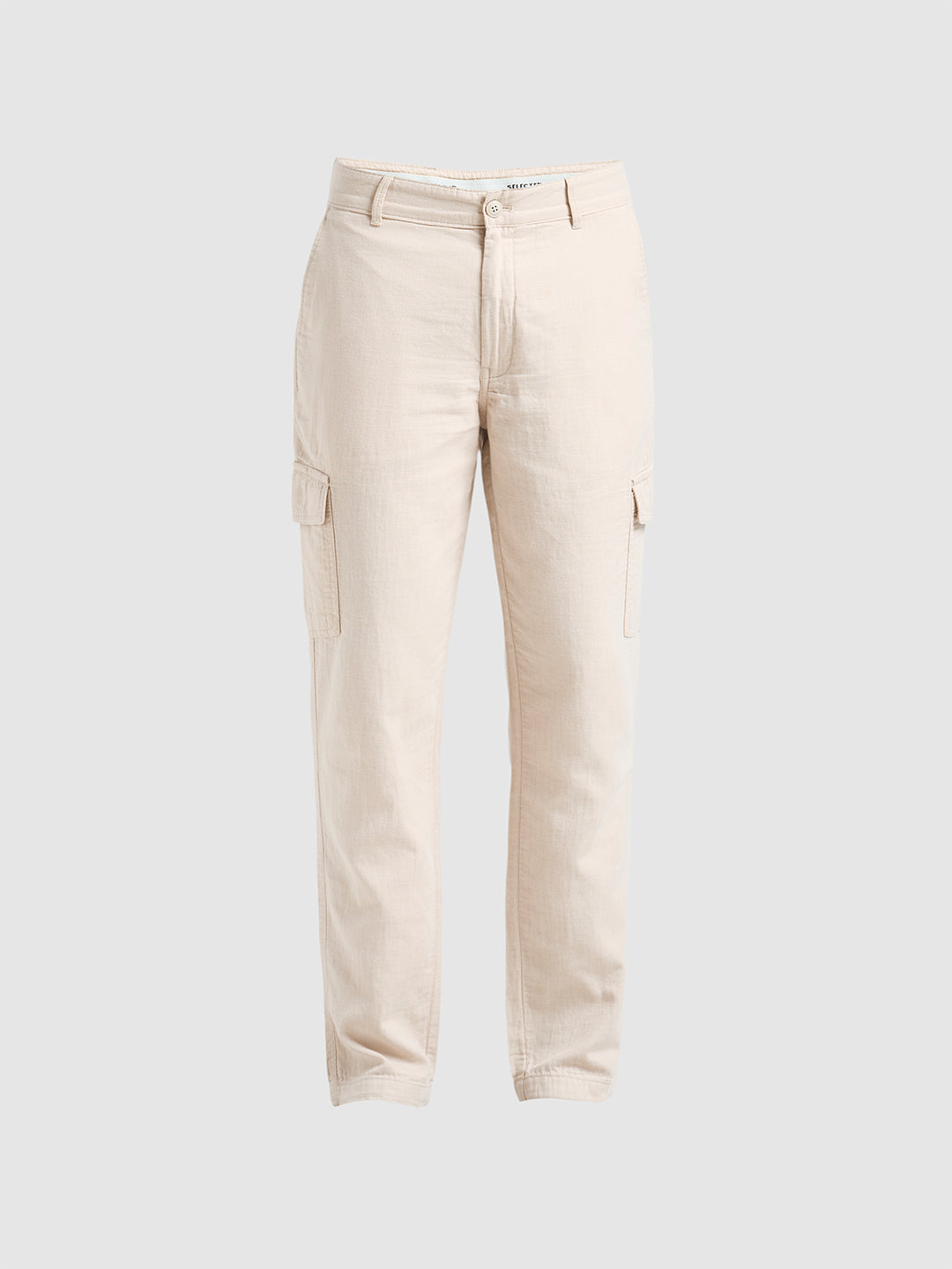 Cotton Regular Fit Cargos - Light Beige