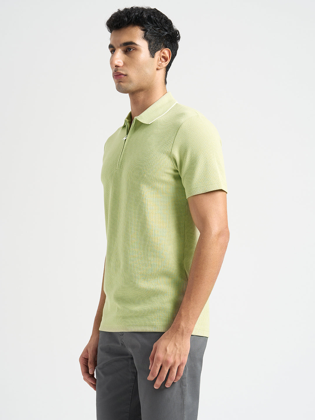 Light Green Waffle Structured Slim Polo