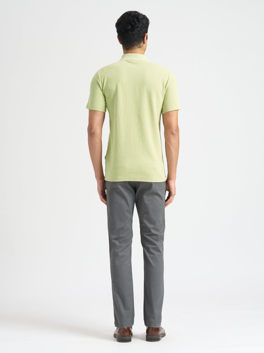Light Green Waffle Structured Slim Polo