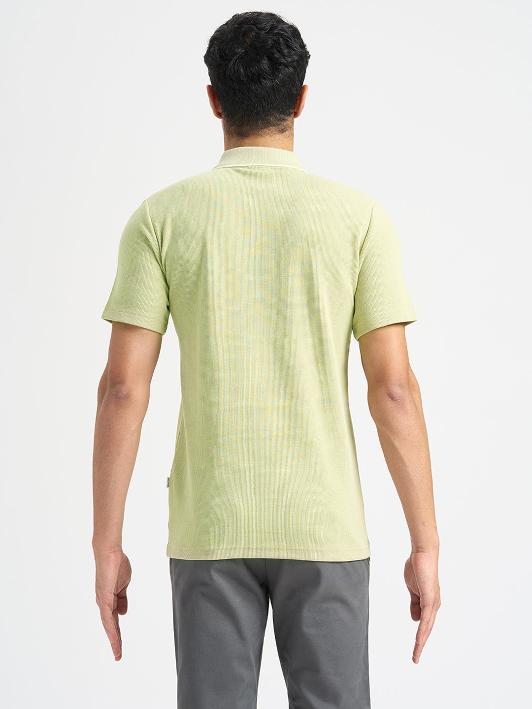 Light Green Waffle Structured Slim Polo
