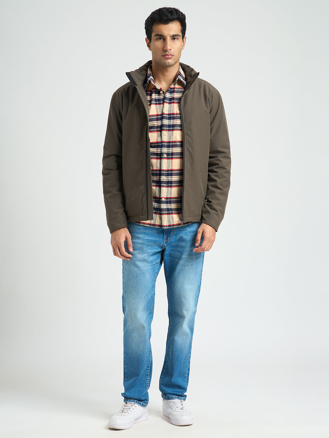 Beige Cotton Check Shirt
