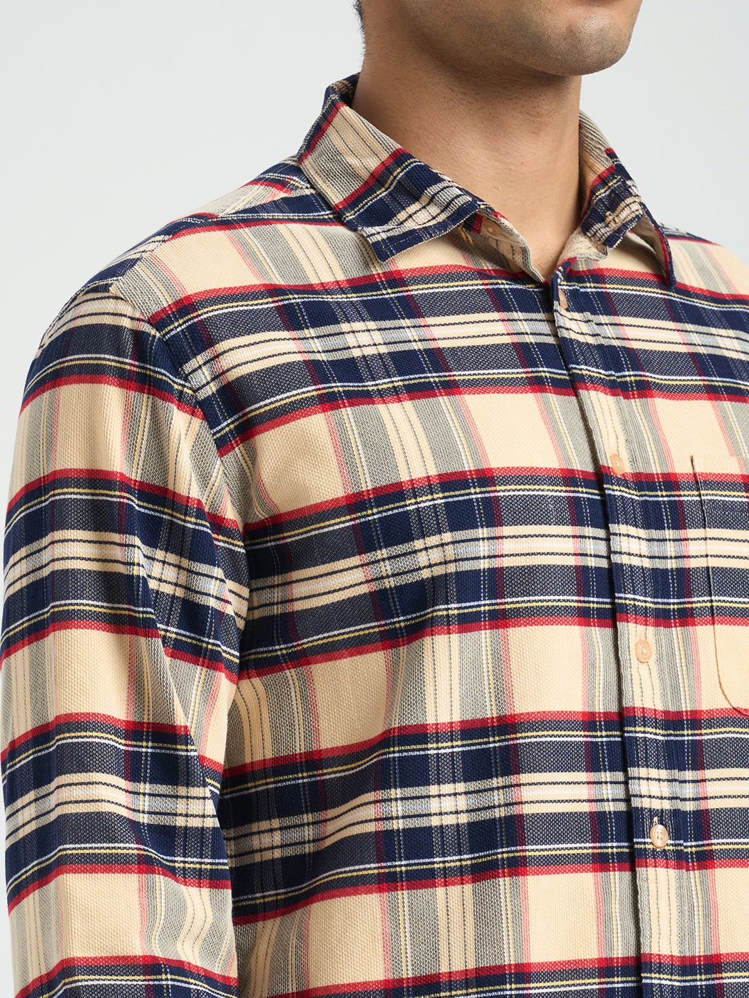 Beige Cotton Check Shirt