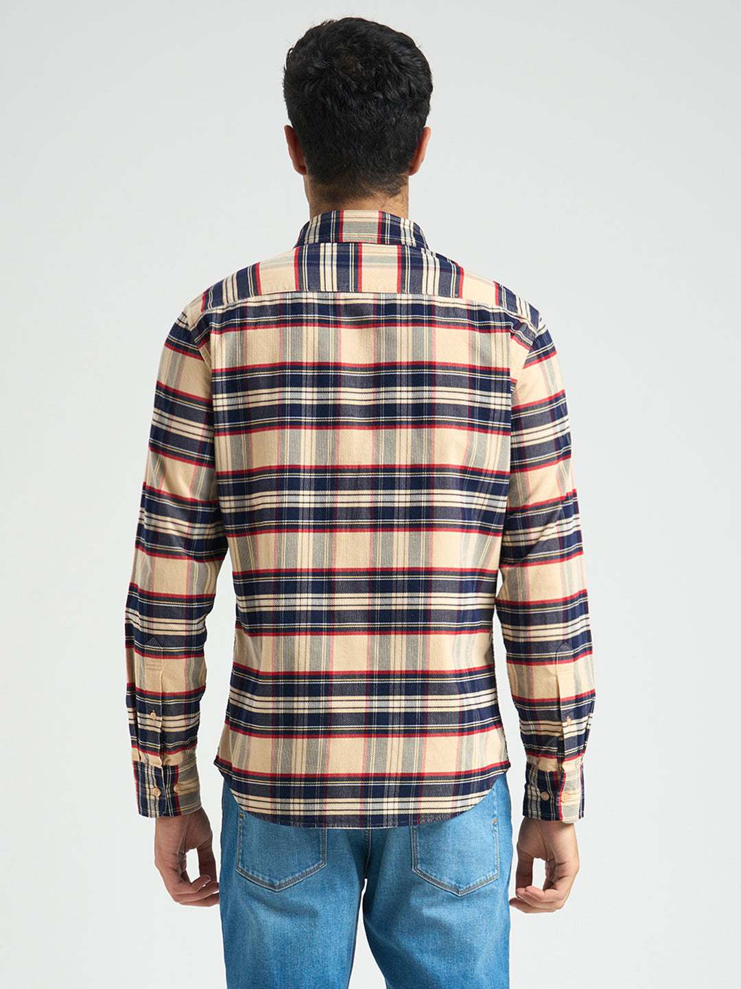 Beige Cotton Check Shirt