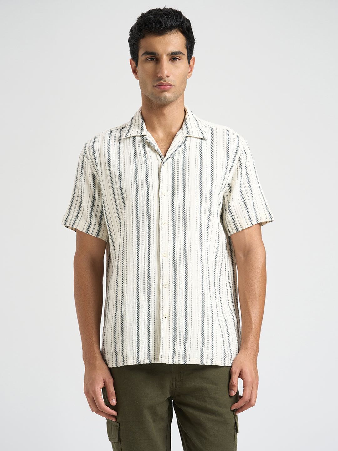 Regular Fit Striped Shirt - Ecru