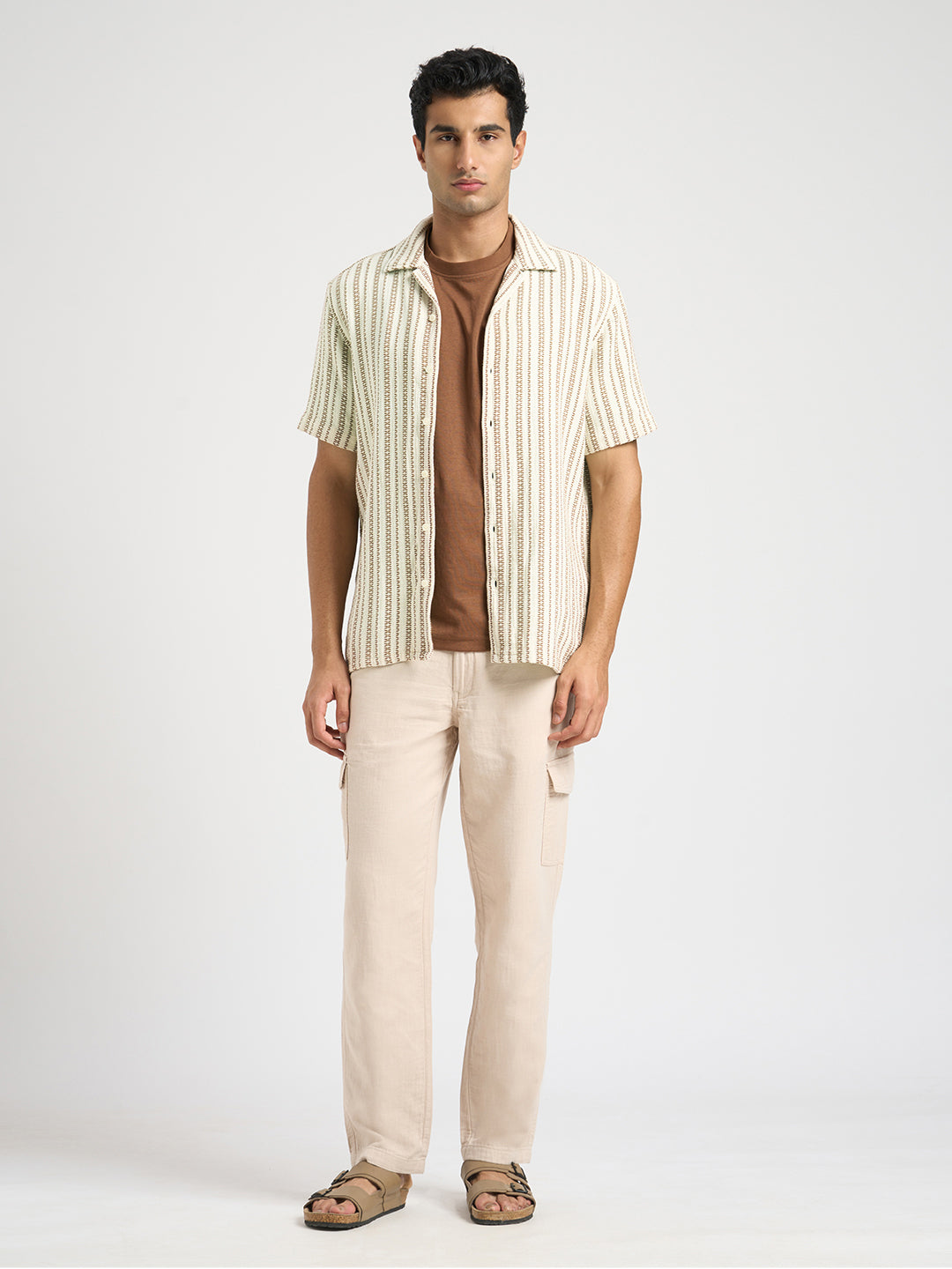 Regular Fit Striped Shirt - Beige