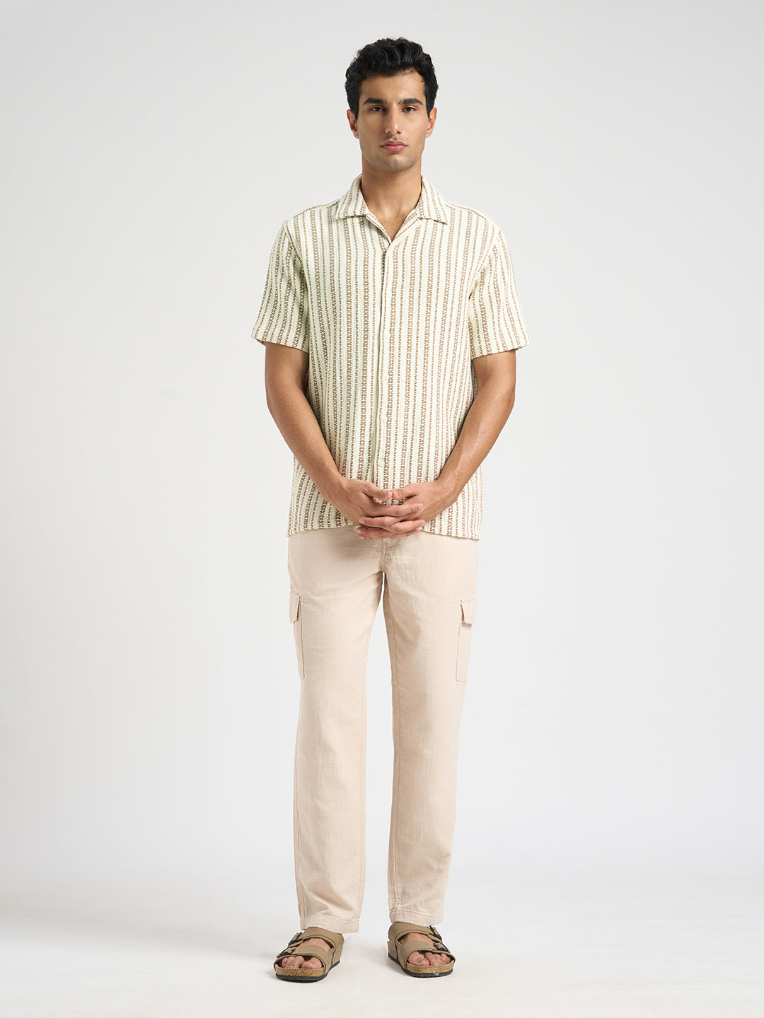 Regular Fit Striped Shirt - Beige