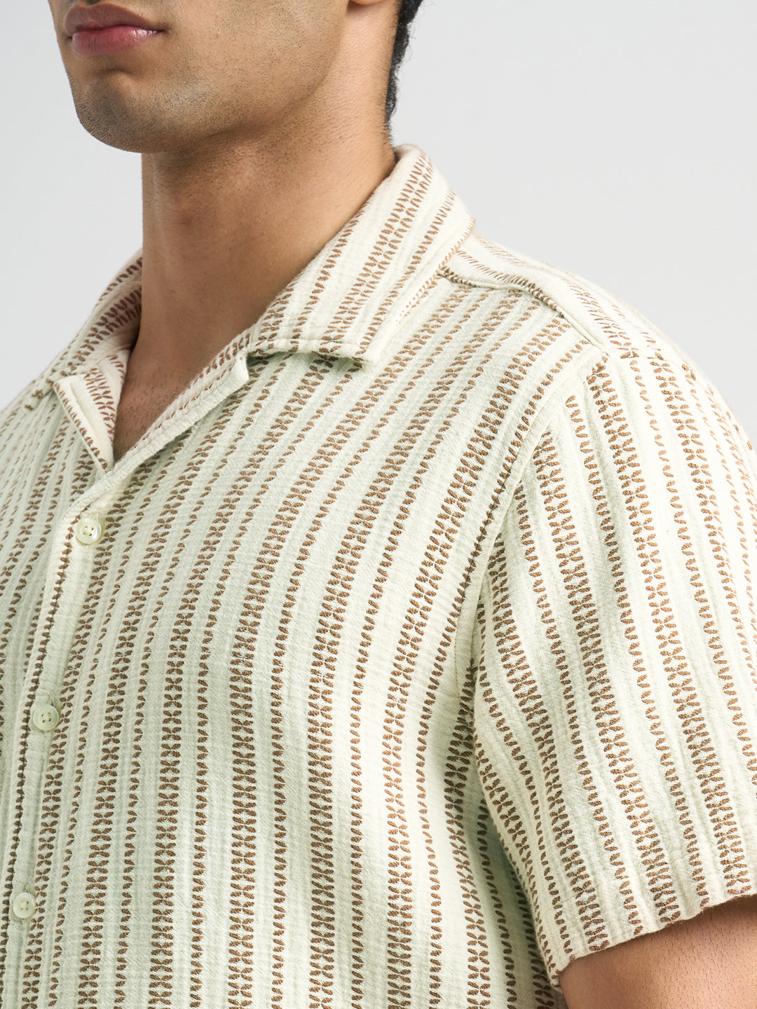 Regular Fit Striped Shirt - Beige