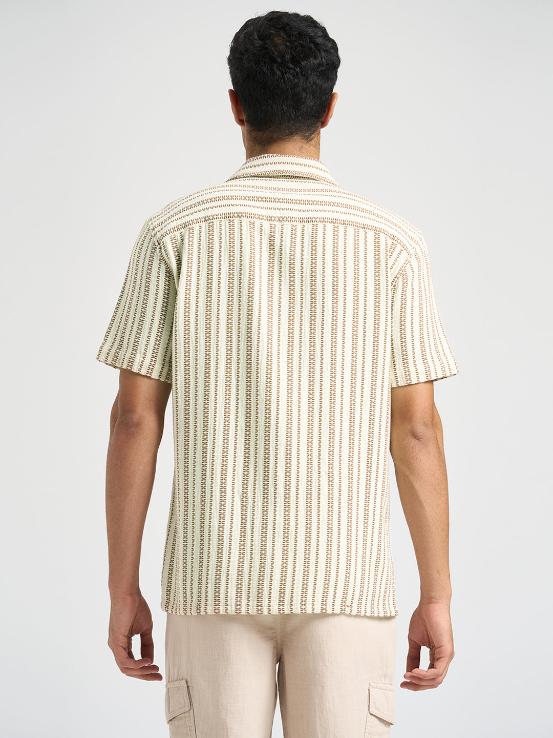Regular Fit Striped Shirt - Beige