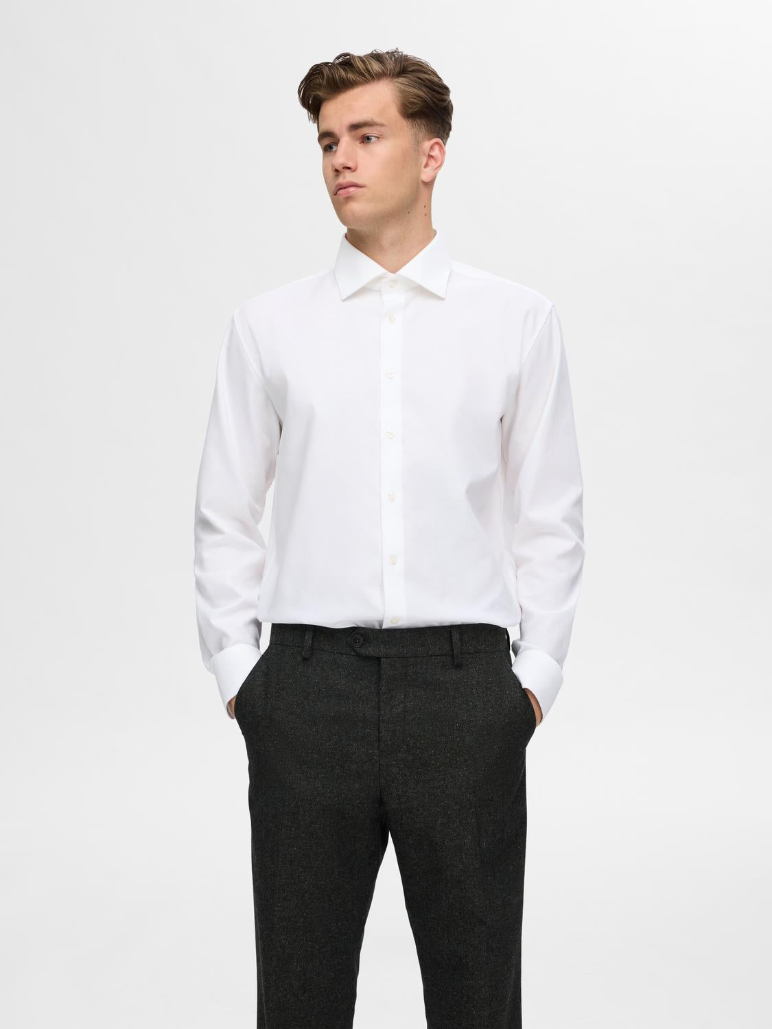 White Regular Fit Non-Iron Shirt