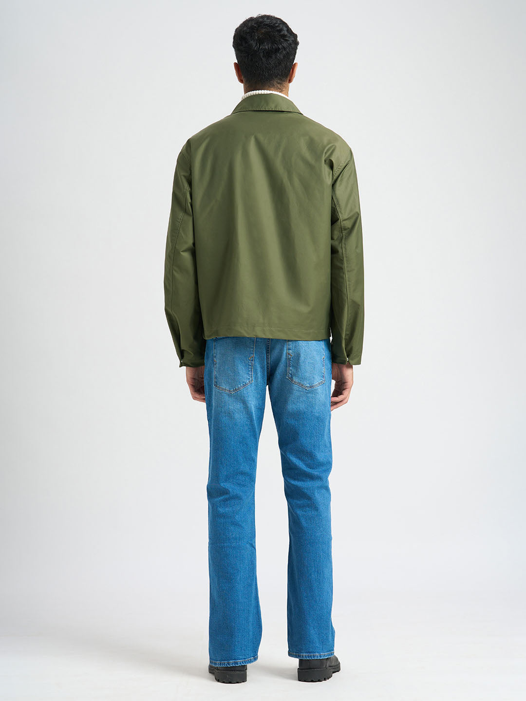 Spread Collar Organic Cotton Jacket - Green