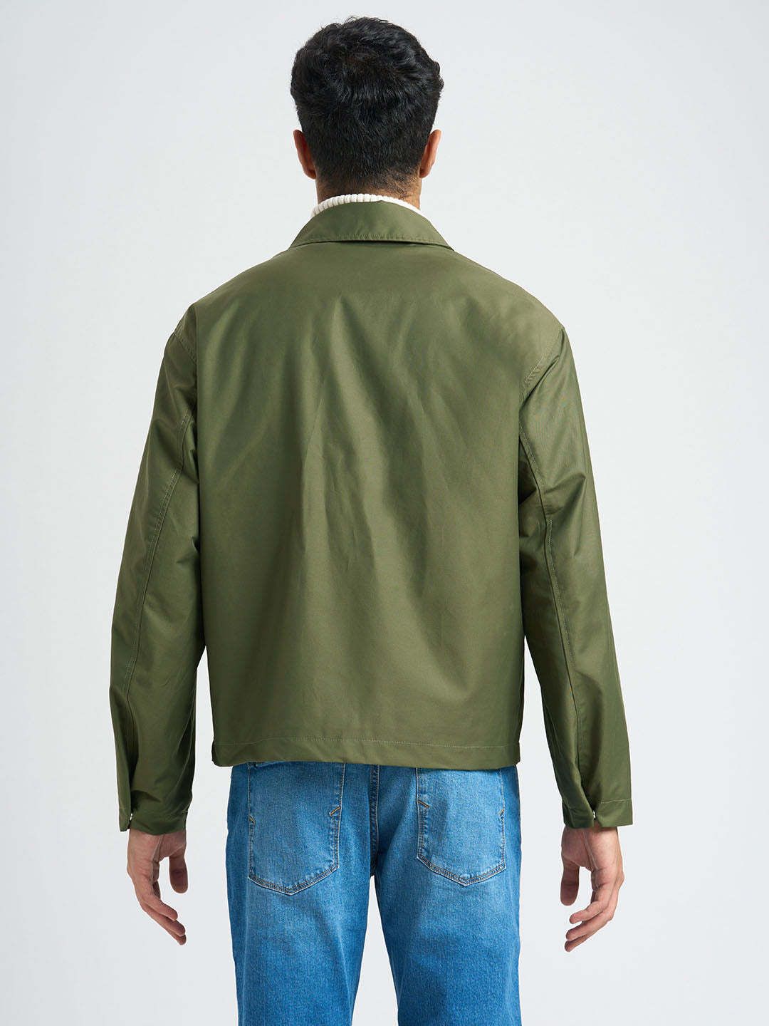 Spread Collar Organic Cotton Jacket - Green