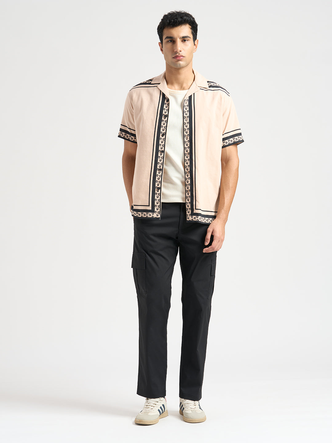 Cotton Regular Fit Cargos - Black