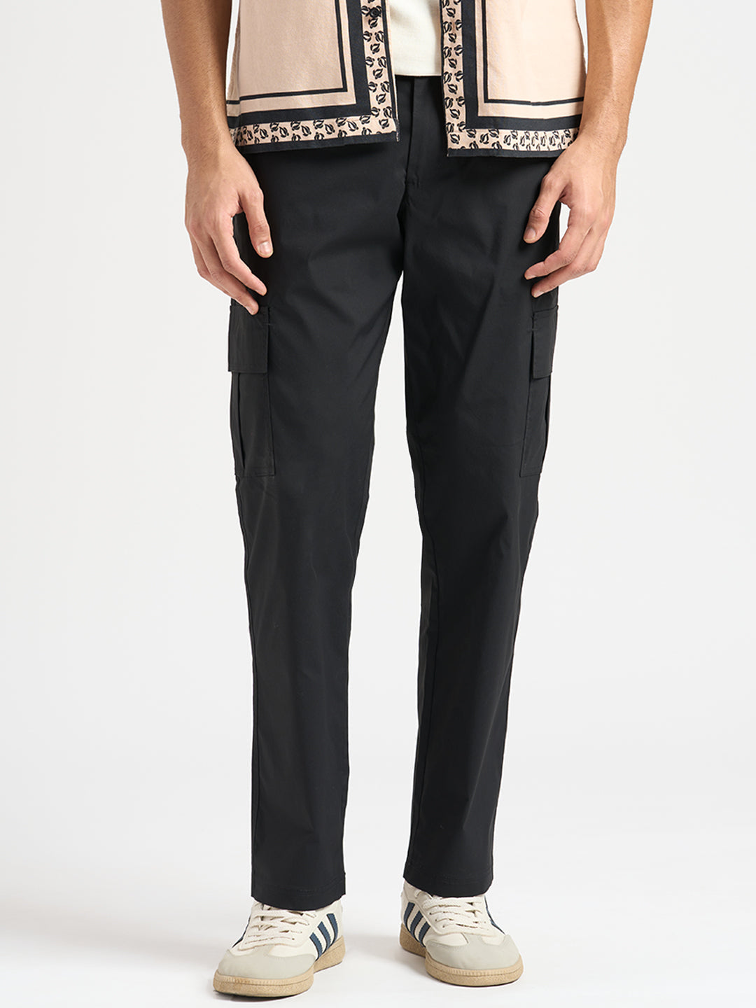 Cotton Regular Fit Cargos - Black